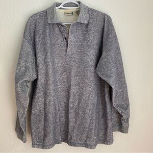 Fieldmaster Men's Size M Long Sleeve Polo Knit Shirt Vintage Style Blue White